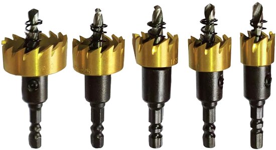 5 Teiliges Lochsägen Set Mit Hss Bohrern Titanbeschichtete Pilotbohrer Lochsägezahn Mit Hartmetallspitze Und Sechskantschaft Für Dünnes Metall Ed