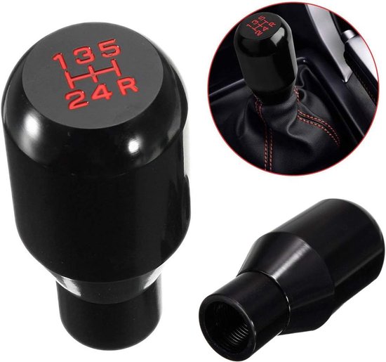 Saline Schalthebeladapter Universal 5-gang Manuell Metall Chrom Schalthebelhebel Stiftgriff Kopf Auto Styling Zubehör Rennstil (schwarz)