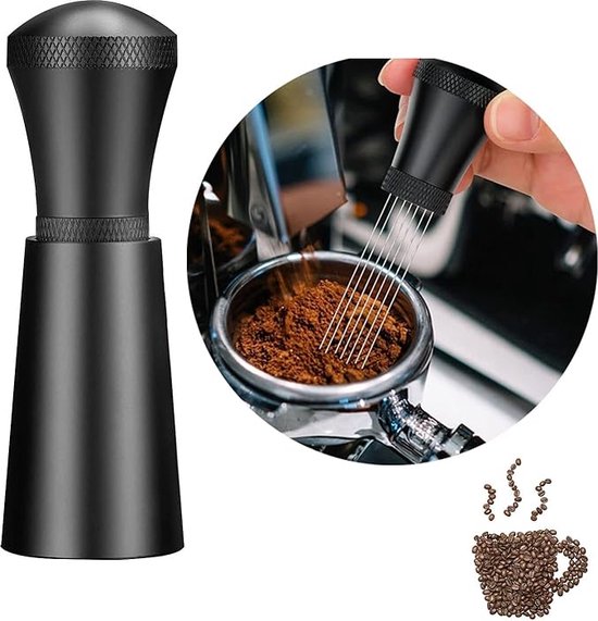 Espresso-rührstab – Kaffeeverteiler – Kaffeezubehör – Kompaktes Werkzeug – Mit 7 Nadeln – Mit Sockel – Espresso-verteiler