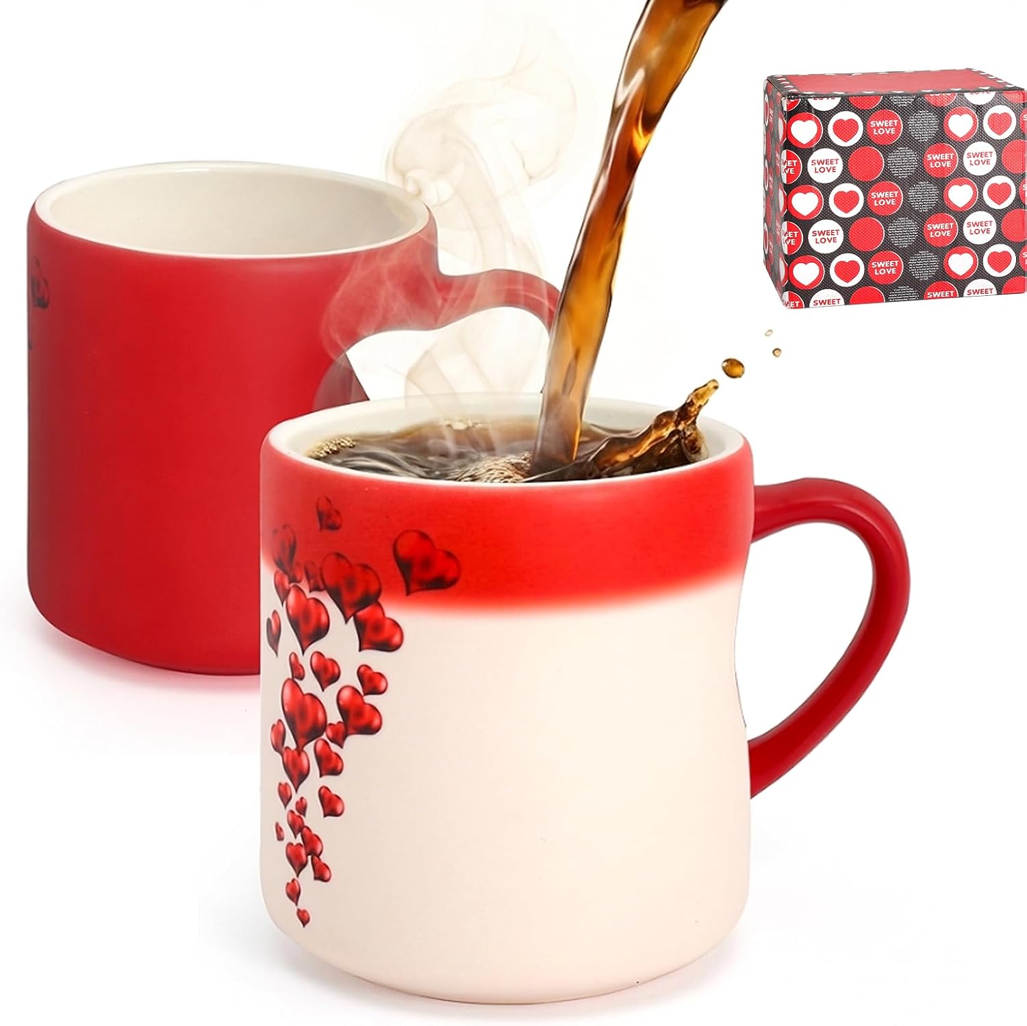 Magischer Herzbecher – Farbwechselnder, Wärmeempfindlicher Becher, Personalisiertes Romantisches Geschenk Zum Valentinstag, Jahrestag, Hochzeit – 3d-herzbecher Für Paare