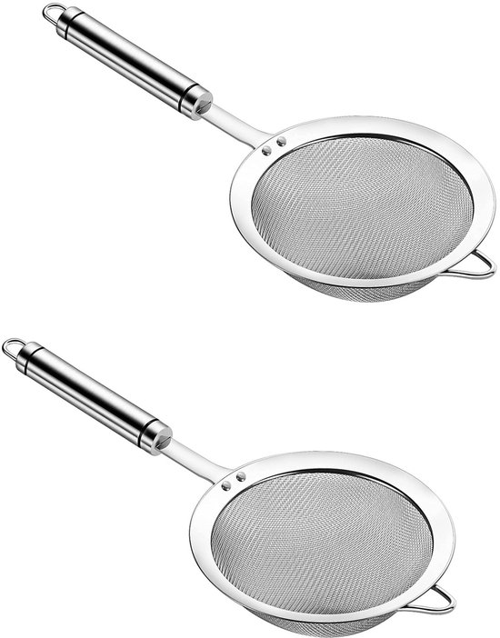 2 Teiliges Feines Edelstahlsieb Feines Edelstahlsieb Küchensieb Mit Griff Zum Entsaften, Sieben Als Küchensieb, Mehlpressen Und Ölabscheider Silb