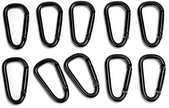Set Mit 10 Kleinen Karabinerhaken – Aus Aluminiumlegierung – Für Rucksäcke, Gürtel Und Zum Aufhängen Von Gegenständen, Schwarz