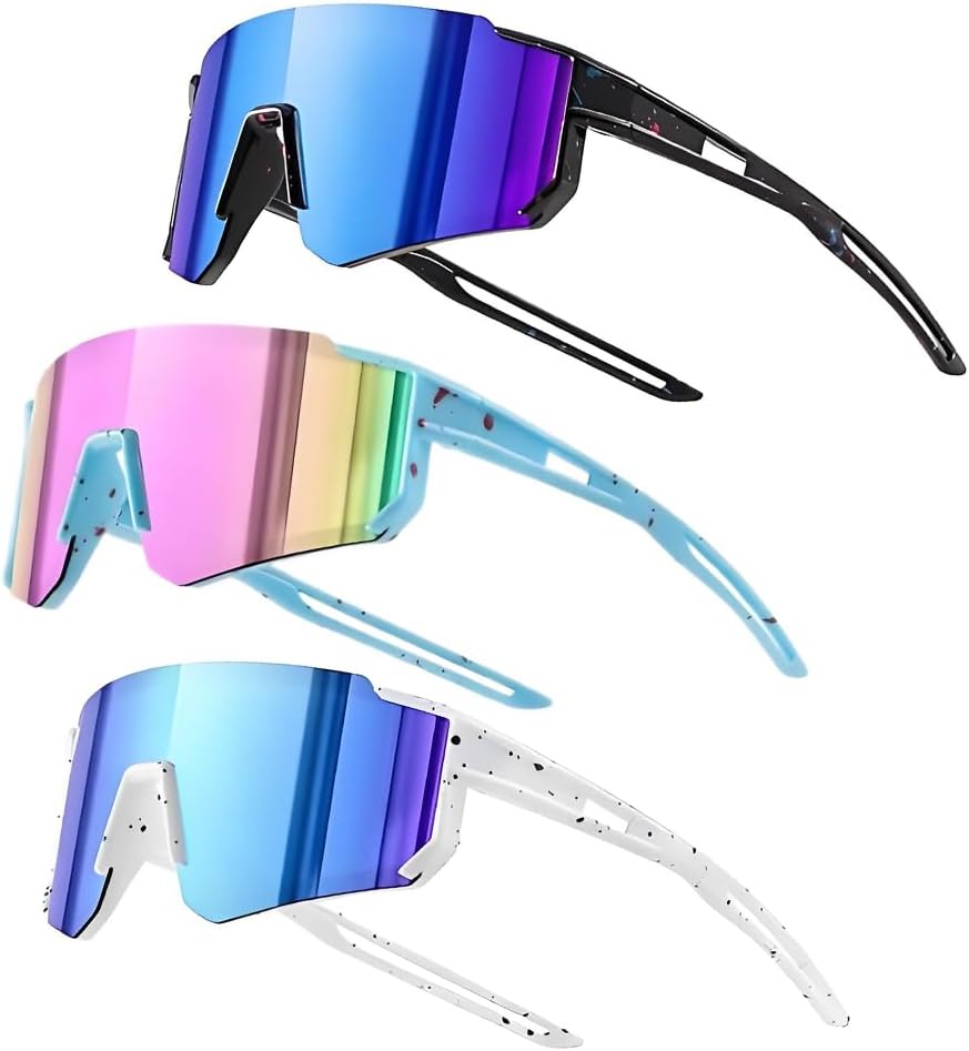 3-teiliges Fahrradbrillen-set Für Kinder, Sportsonnenbrille Für Kinder, Polarisierte Fahrradbrille, Uv400-schutz, Für Motorradfahren, Rennsport, Skifahren Und Baseball