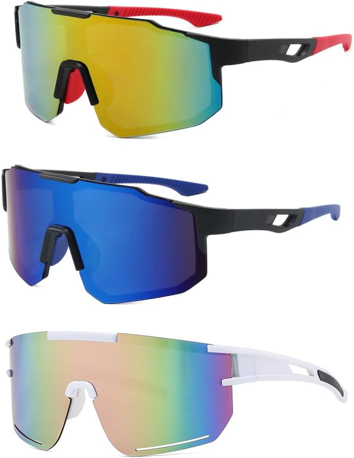 3-teiliges Fahrradbrillen-set, Uv400-schutz, Für Outdoor-aktivitäten Wie Radfahren, Motorradfahren, Laufen, Motorradrennen, Skifahren Und Baseball