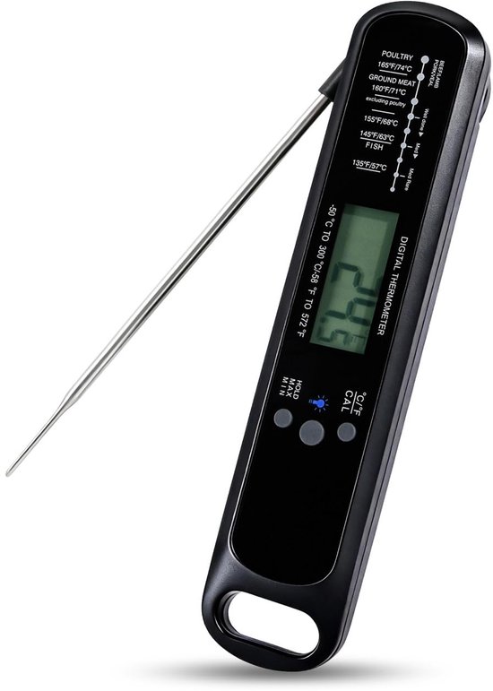 Ip67 Wasserdichtes, Kabelloses Digitales Fleischthermometer Mit Hochpräziser Led Anzeige Sofortige Ablesbarkeit, Für Heißluftfritteuse, Backofen,