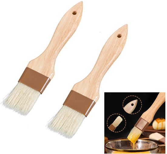 2 Teiliger Ölpinsel Mit Buchenholzgriff Ölpinsel Für Küche Und Backen Grillpinsel Butterpinsel Leicht Zu Reinigen Verteilt Öl Gleichmäßig Für Zuh