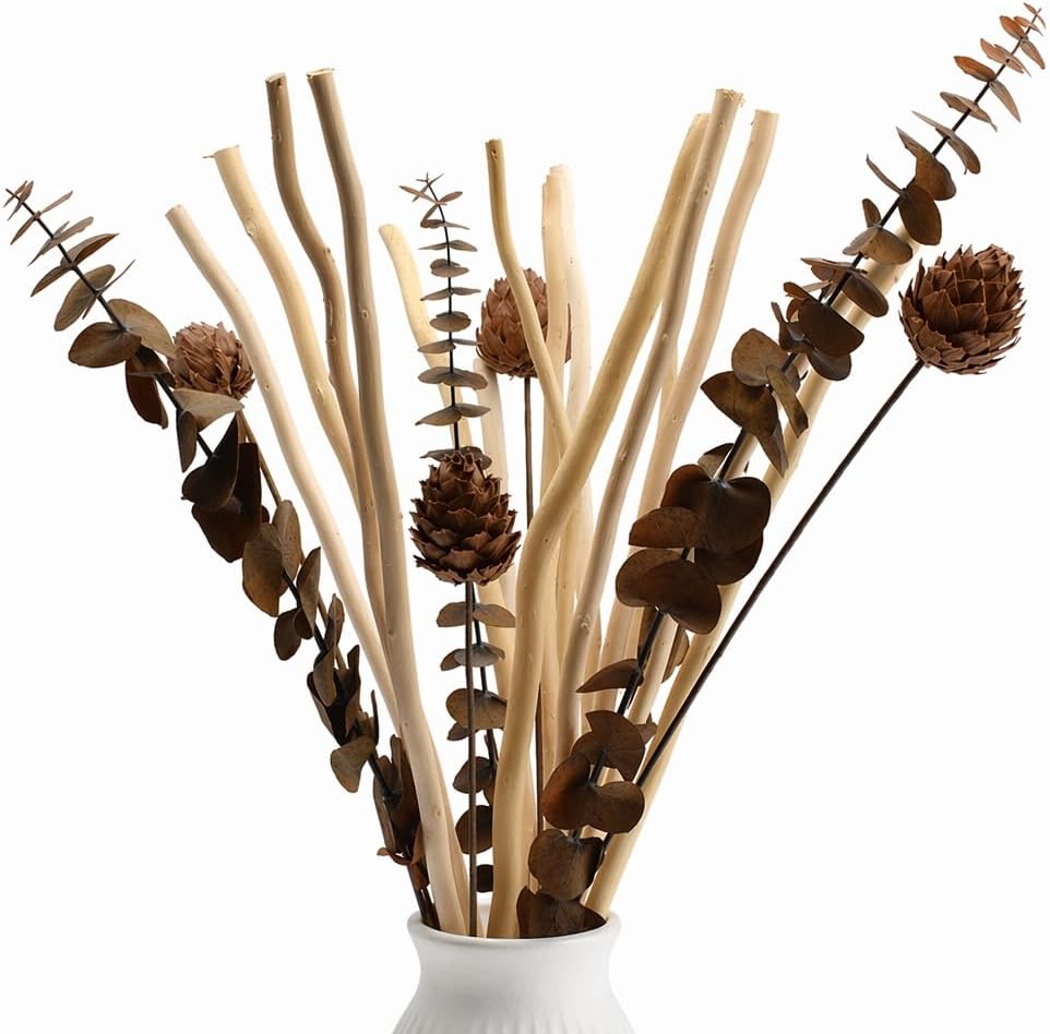 21-teiliges Deko-set Aus Getrockneten Weidenzweigen, Getrocknetem Eukalyptusblumenstrauß Und Tannenzapfen Für Rustikale Boho-tischdekoration, Wohnzimmer, Hochzeit