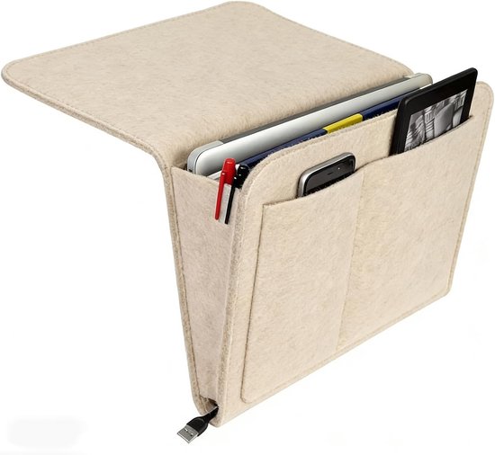 Aufbewahrungstasche Fürs Bett, Hängeorganizer Aus Filz Für Schlafzimmer Und Sofa, Für Kleidung, Bücher Und Accessoires (beige)