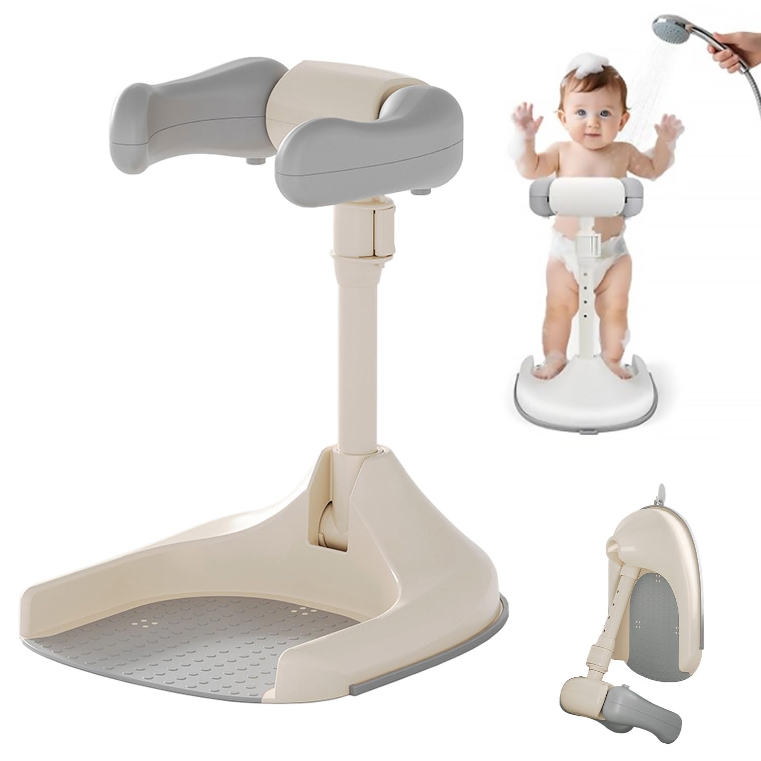 Baby Shower Stand, Adjustable Toddler Shower Stand Support With Non-slip Base, Baby Bathtub Standing For Running Training, Ideal Baby Shower For 12-36 Months