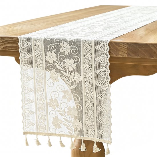 Tischläufer Aus Spitze 30 X 260 Cm Beige Tischdecke Mit Quasten Vintage Tischdecke Mit Blumenmuster Und Quasten Vintage Tischläufer Für Wohnzimme