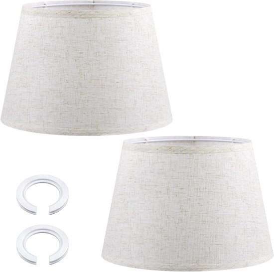 2 Stofflampenschirme Mit E27 Auf E14 Adapterring 22 X 20 X 30 Cm Konische Leinenlampenschirme Für Tisch , Wand , Nacht Und Stehlampen Beige