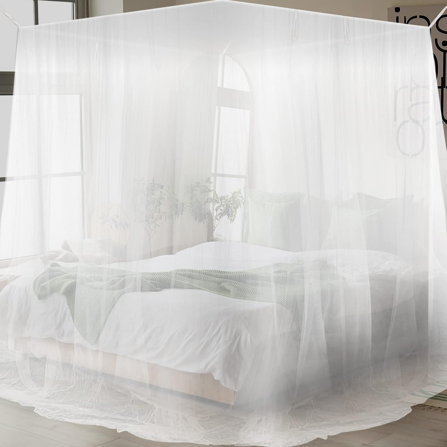 Bett-moskitonetz, Universelles Quadratisches Moskitonetz, Großes Quadratisches Moskitonetz, Moskitonetz Zum Effektiven Schutz Vor Mücken, Premium-moskitonetz Für Einzel- Und Doppelbetten – 200 X 210 X