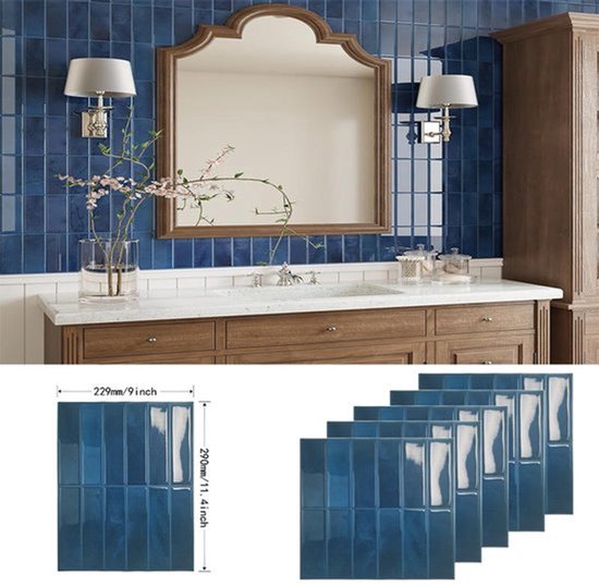 Blauer, Selbstklebender 3d-spritzschutz – 4 Wasserdichte Varianten Für Die Wandrenovierung In Küche Und Bad