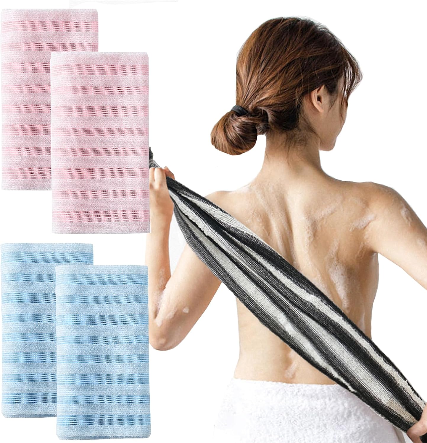 Blissal Peeling-duschhandtuch, Blissal Handtuch Für Damen Und Herren, Rosa+blau