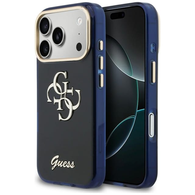 Guess Iml 4g Script Metallhülle Für Iphone 17 Pro Max Blau