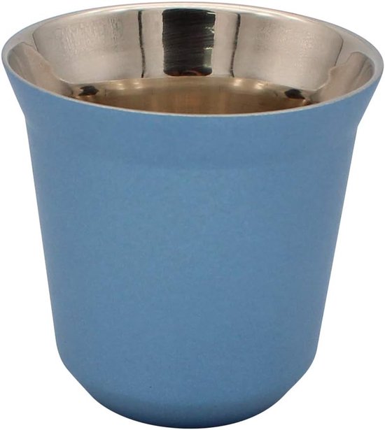 Kaffeetasse, Espressotassen, Edelstahl, Doppelwandig, Wärmeisoliert, Blaue Kapsel