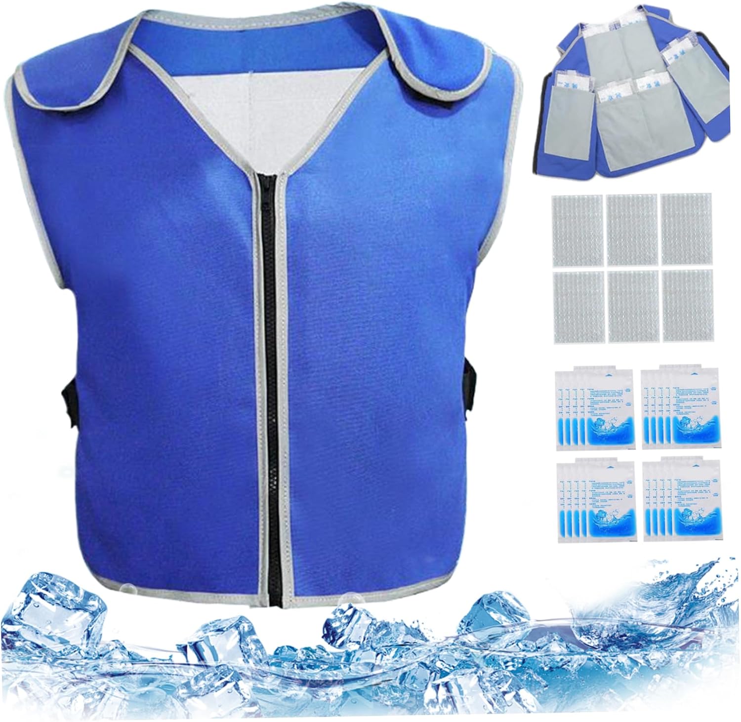 Atmungsaktive, Wasserdichte Kühlweste Mit 20 Herausnehmbaren Kühlakkus, Leichte, Reflektierende Arbeitsweste Mit 6 Taschen Für Damen Und Herren, Notfall-wärmeschutzbekleidung