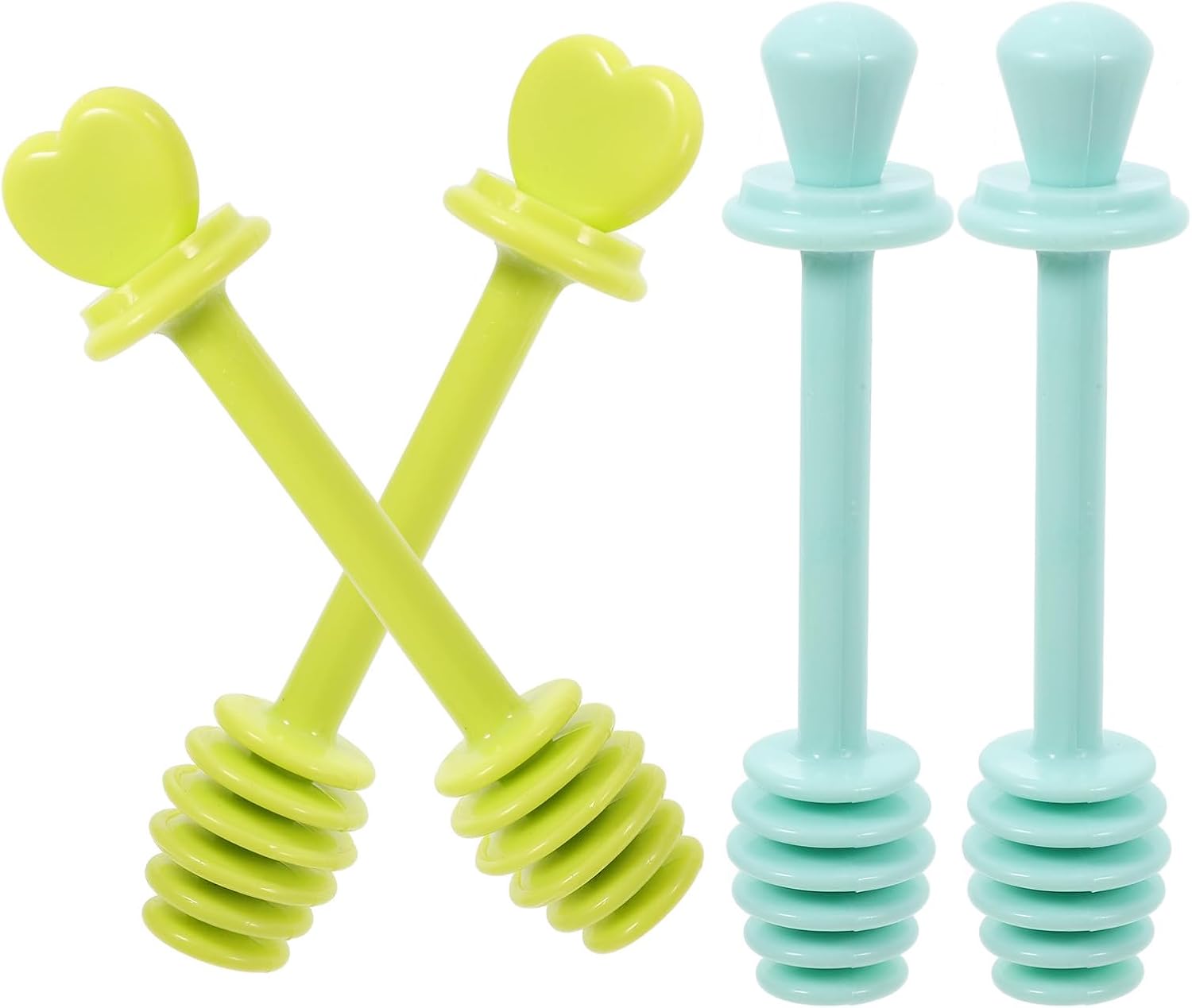 4-teiliges Set Honig- Und Marmeladenrührstäbchen, Wiederverwendbar, Gesundes Material Für Sirup, Grün Und Blau
