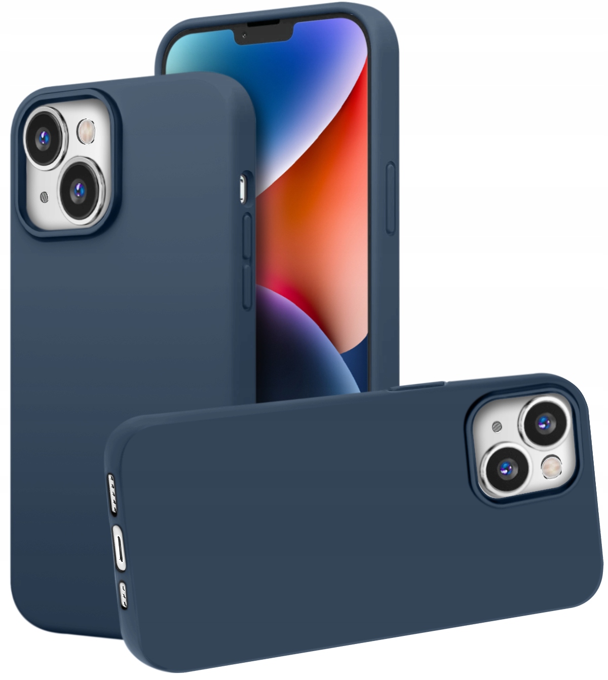 Hülle Mit Matter, Marineblauer Rückseite Für Apple Iphone 14 + 9h-glas