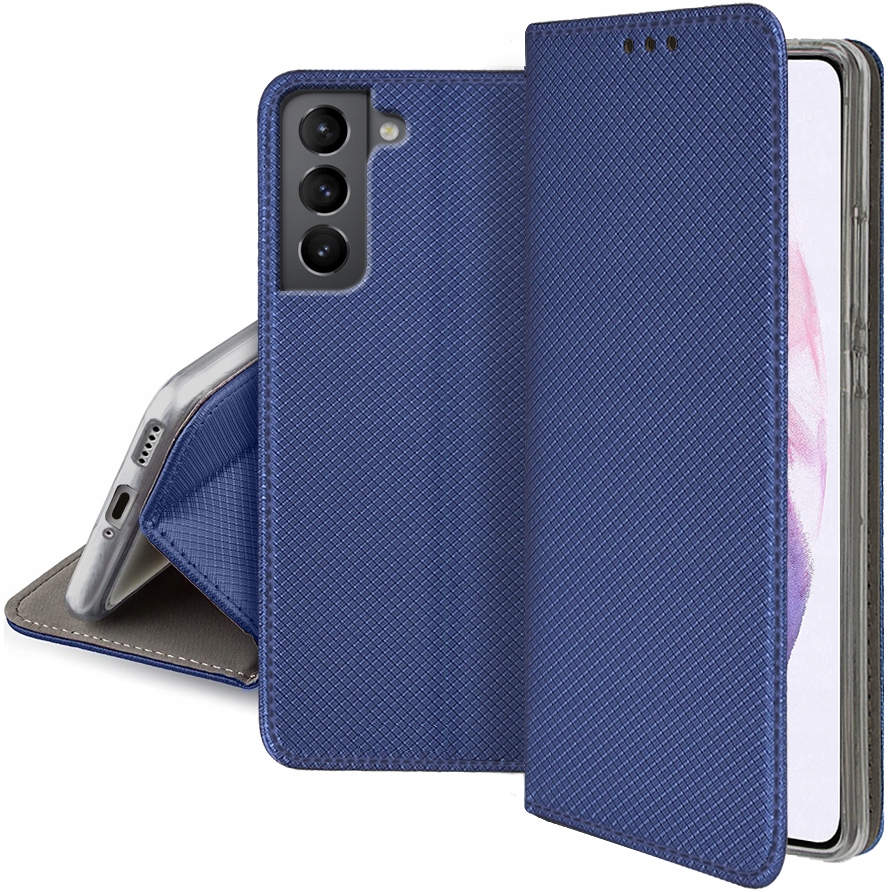 Hülle Für Samsung Galaxy S21 Fe Smart Magnet Book Marineblau + Glas