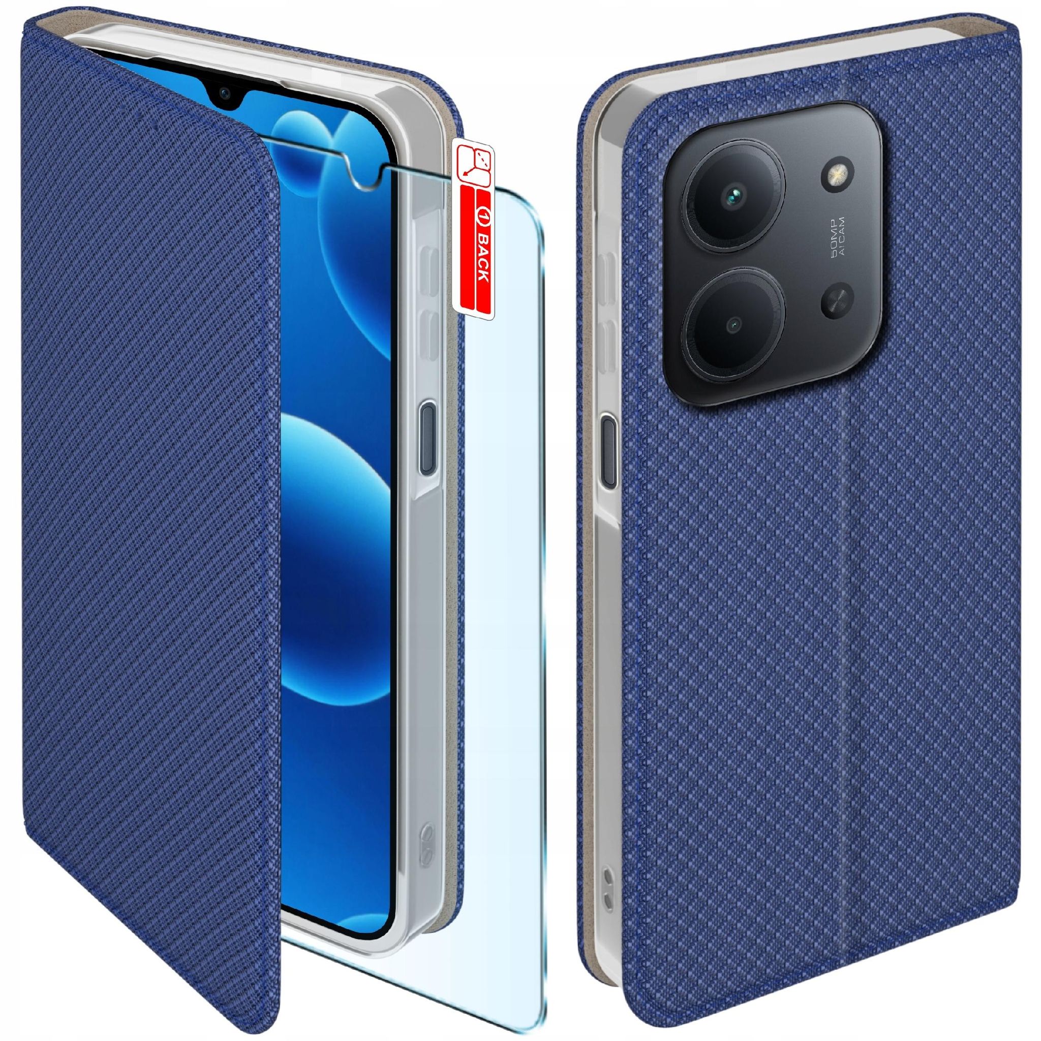 Schutzhülle Für Xiaomi Redmi 15c/15c 5g Smart Magnet Closed Case Marineblau + 9h Glas