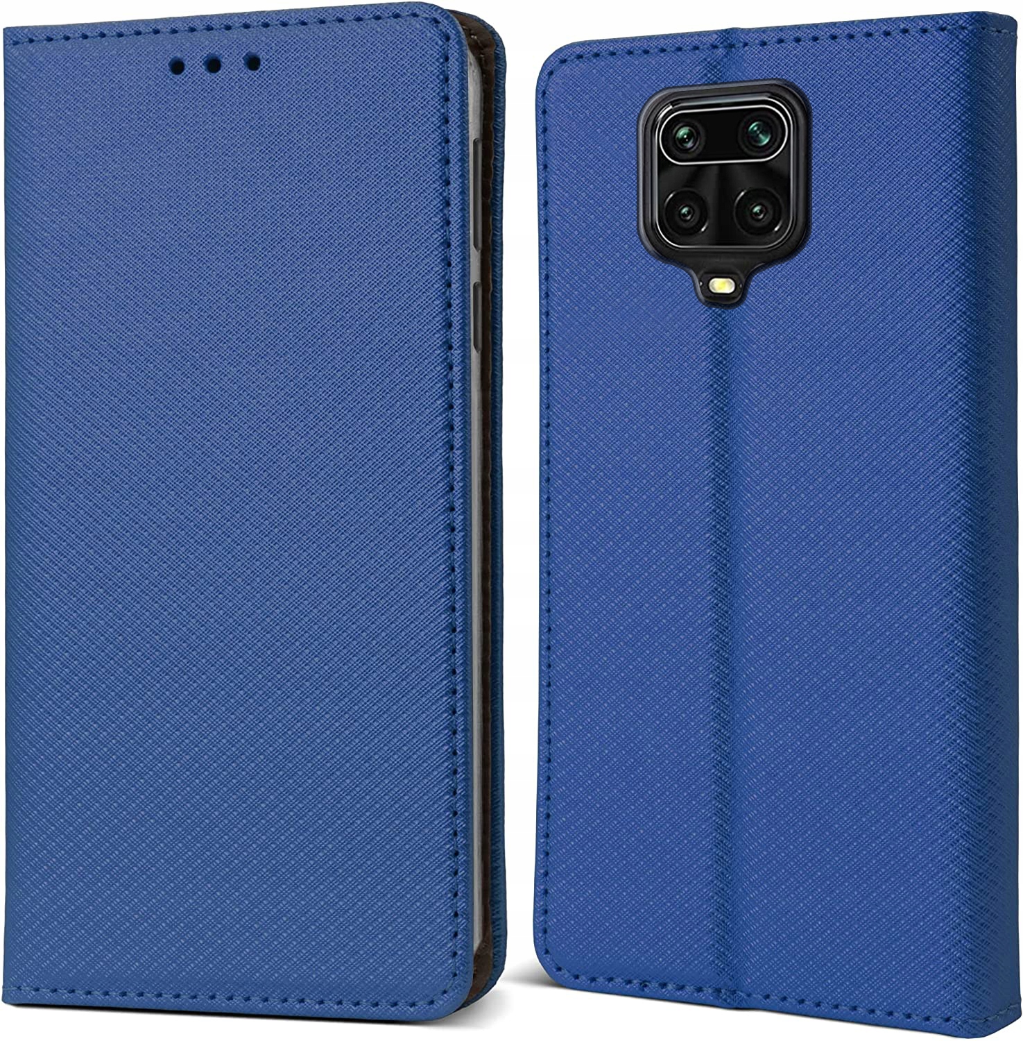 Schutzhülle Für Xiaomi Redmi Note 9s / 9 Pro Smart Magnet Book Case Marineblau + Glas