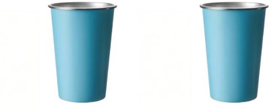 Edelstahl-trinkbecher – 2er-set – Kaffeebecher – Teebecher – Ideal Für Reisen, Camping Und Den Täglichen Gebrauch – 12,5 X 9 X 9 Cm – 500 Ml – Blau