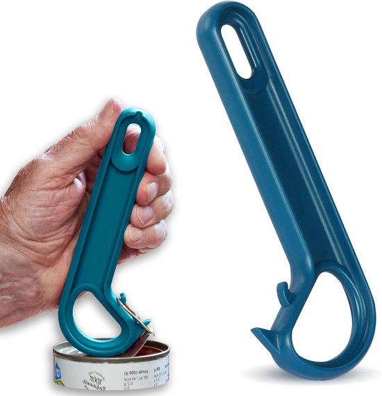 J-förmiger Dosenöffner Mit Ringzug Für Senioren Ergonomisch Rutschfest (blau)