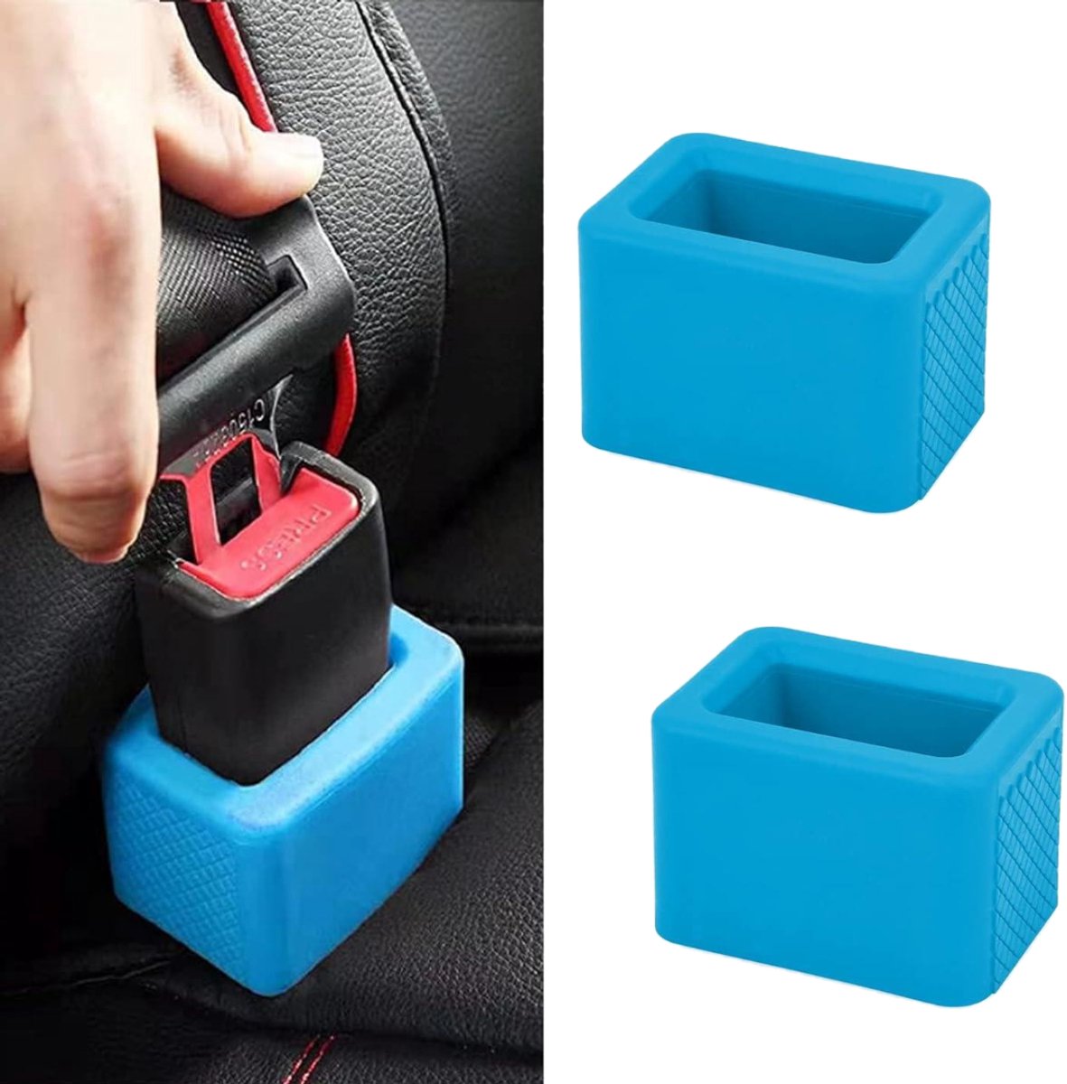 2-teilig - Sicherheitsgurtbefestigung - Einfacher Zugang Zu Den Hinteren Sitzschnallen - Silikon-sicherheitsgurterhöhung 7x5cm (blau)