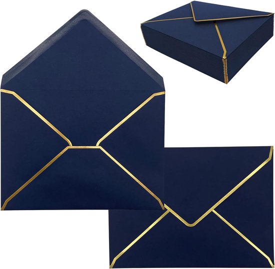 30 Briefumschläge Mit Goldrand A7 Einladungskarten Nachhaltige Wahl Eco 13,5 X 18,5 Cm Blau