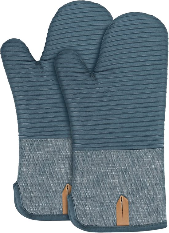 Topfhandschuh-set – Kochhandschuhe – Sicher Kochen – Extra Langer Schutz – 31 Cm – Blau