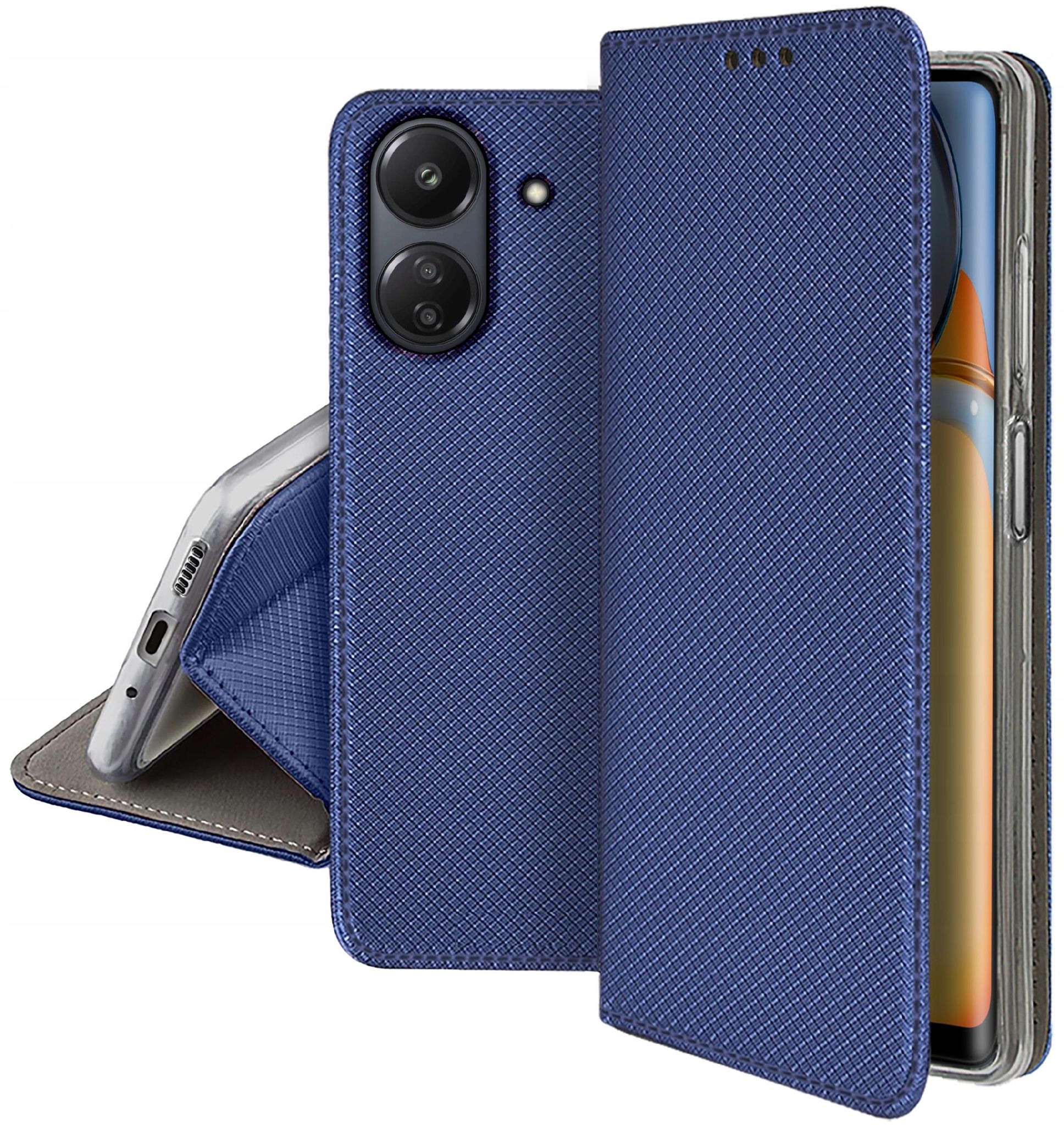 Schutzhülle Für Xiaomi Redmi 13c / Poco C65: Smart Magnet Closed Case + 9h Glas