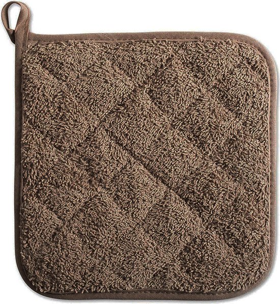 5er Pack Topflappen, Hitzebeständig, Aus Frottee, Zum Kochen Und Backen Braun 18 X 18 Cm