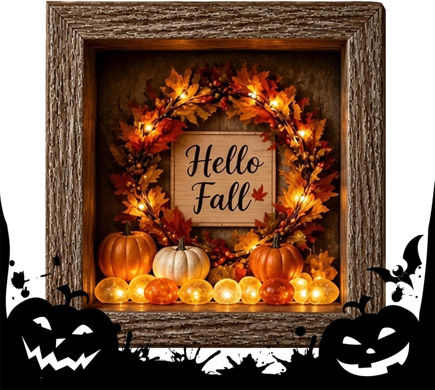 Diy Beleuchtete Halloween-erinnerungsbox Gotisch Dekorativ Leuchtend 21,5 X Halloween Erinnerungsbox Rahmen Display Set Für , Kaminsims, Tischplatte, Schreibtisch, Schlafzimmer, , Flur