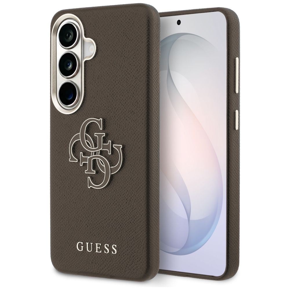 Guess Hülle Mit Genarbtem, Großem 4g-metalllogo Für Samsung Galaxy S26+ Braun