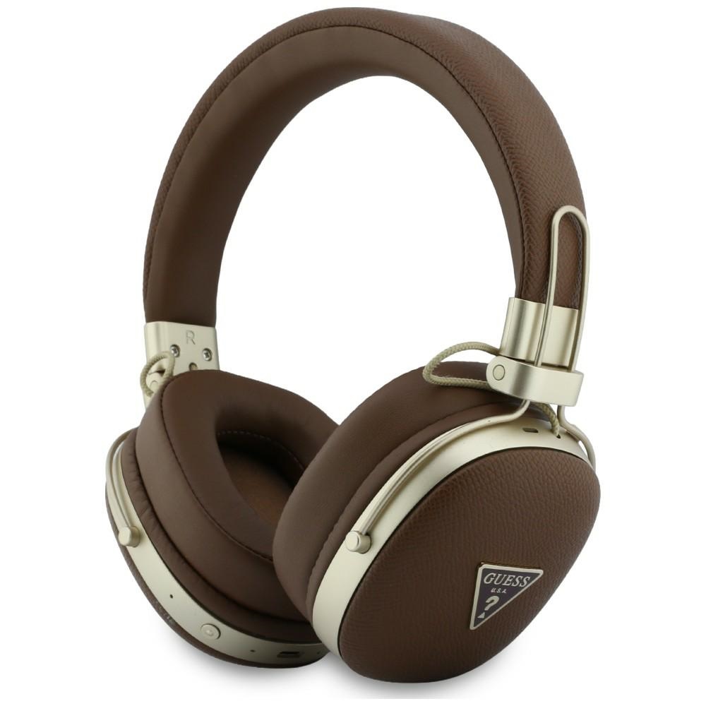 Guess Bluetooth-kopfhörer Mit Enc-technologie, On-ear, Metalloptik, Dreieck-logo, Braun