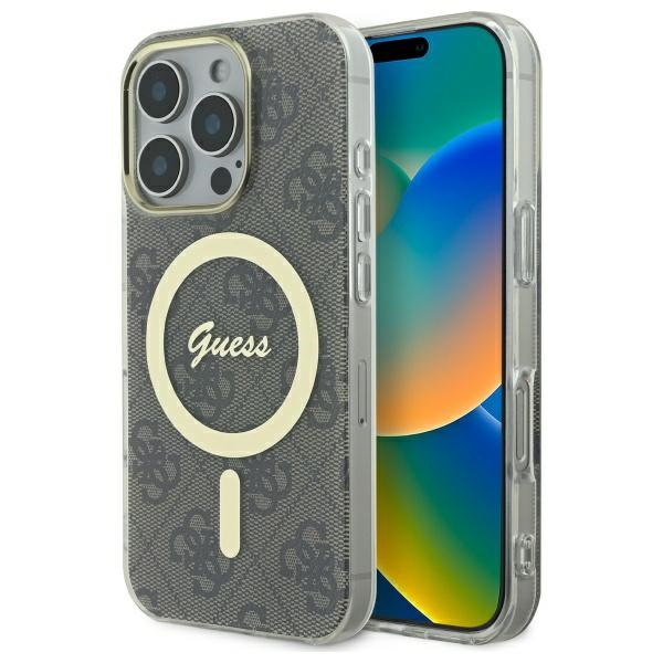Guess Guhmp16lh4stw Iphone 16 Pro 6,3" Braun/braune Hartschalen-hülle Iml 4g Magsafe