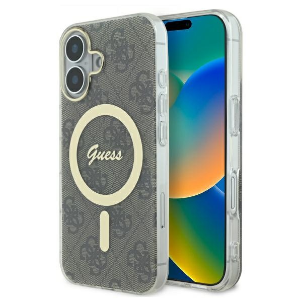 Guess Guhmp16sh4stw Iphone 16 6,1" Braun/braune Hartschalen-hülle Iml 4g Magsafe