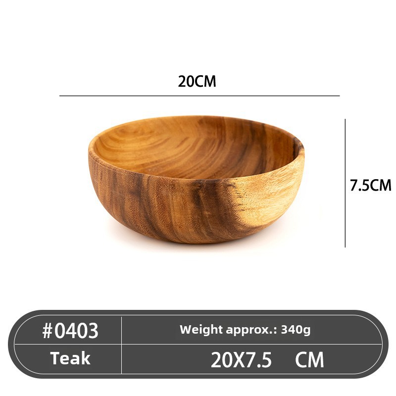 Schale Aus Akazienholz Im Japanischen Stil, Große Flache Massivholzschale Für Instantnudeln, Salatschüssel, Obstschale, Isolierte Reisschale (20 Cm Akazienholzschale, 1)
