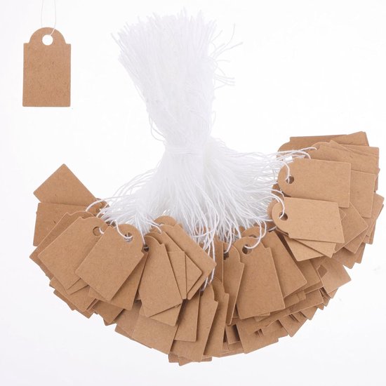 500 Preisschilder Mit Kordel, Etiketten Für Kleiderbügel, 22 × 35 Mm, Braunes Kraftpapier, Handgefertigte Preisschilder Mit Gummikordel, Kleiderbügel
