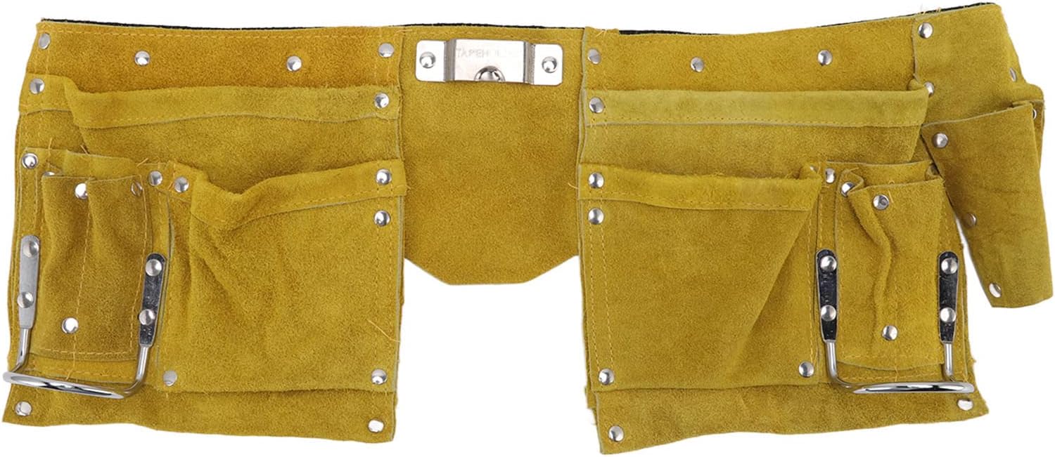 Arbeitsgürtel Aus Leder, Werkzeuggürtel Aus Leder, Mehrere Taschen, Schnellverschluss, Verschleißfester, Tragbarer Werkzeuggürtel Aus Leder