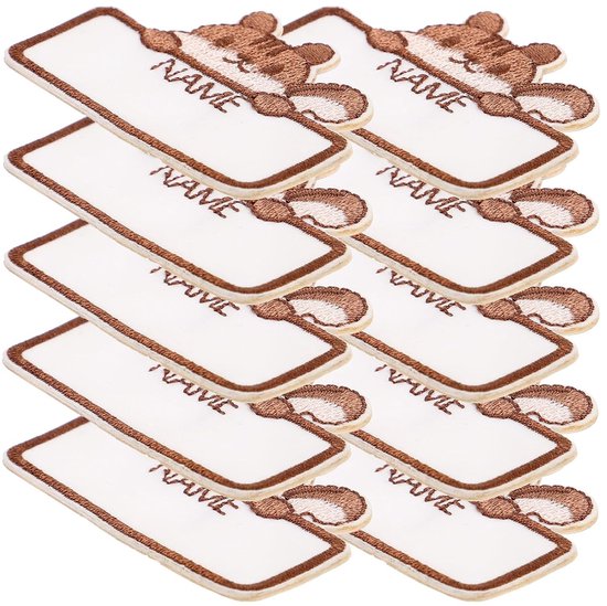 Kleidungsetiketten 10 Stück Selbstklebende Kleidungsetiketten Namensschild Stoffaufnäher Selbstklebend Braun 5,5 X 4,5 Cm