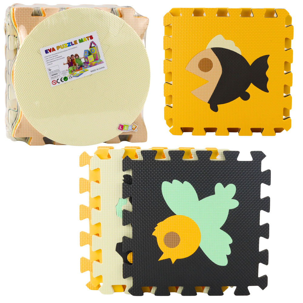 Weiche Puzzle-lernmatte Aus Eva-schaumstoff, Tiere, Braun, 16-teilig.