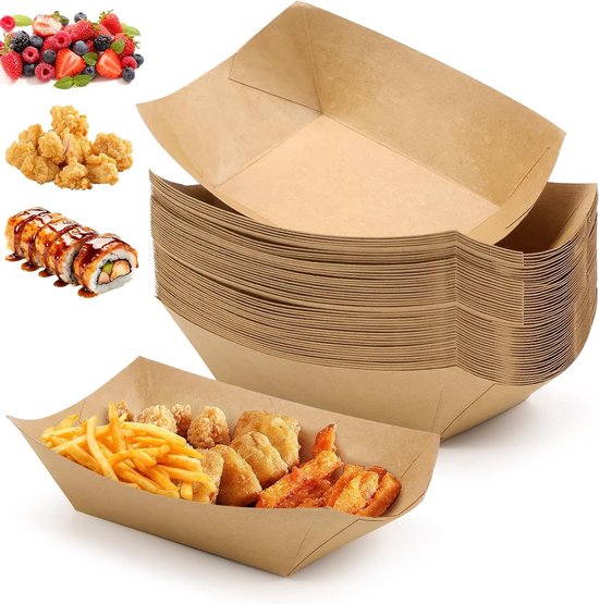 Mk Stoer Pappbehälter Für Pommes Frites Einweg-snackschalen Partyzubehör Kraftkarton Servierschalen Für Pommes Frites 50 Stück Geeignet Für Braun
