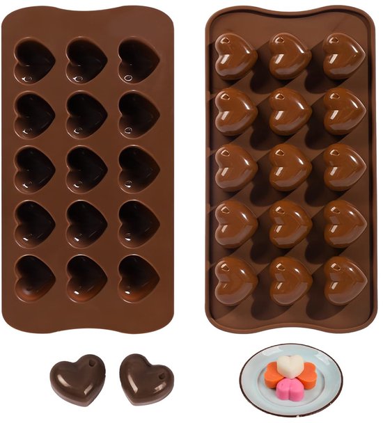 Dailygoody - Schokoladenform - Silikonherz - Antihaftbeschichtung - Braun - Pralinenform - Geeignet Für Schokolade, Bonbons, Eiswürfel