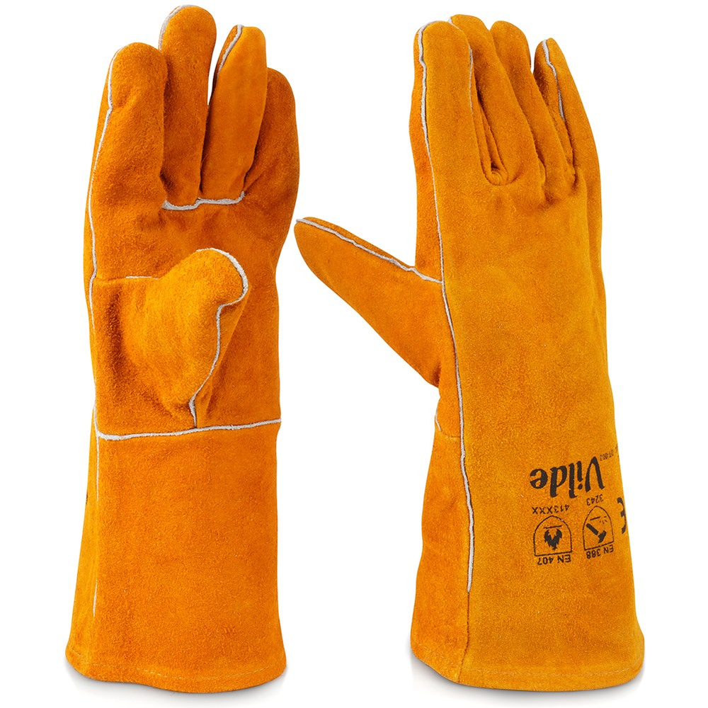 Leder-grillschutzhandschuhe, 2 Stück.