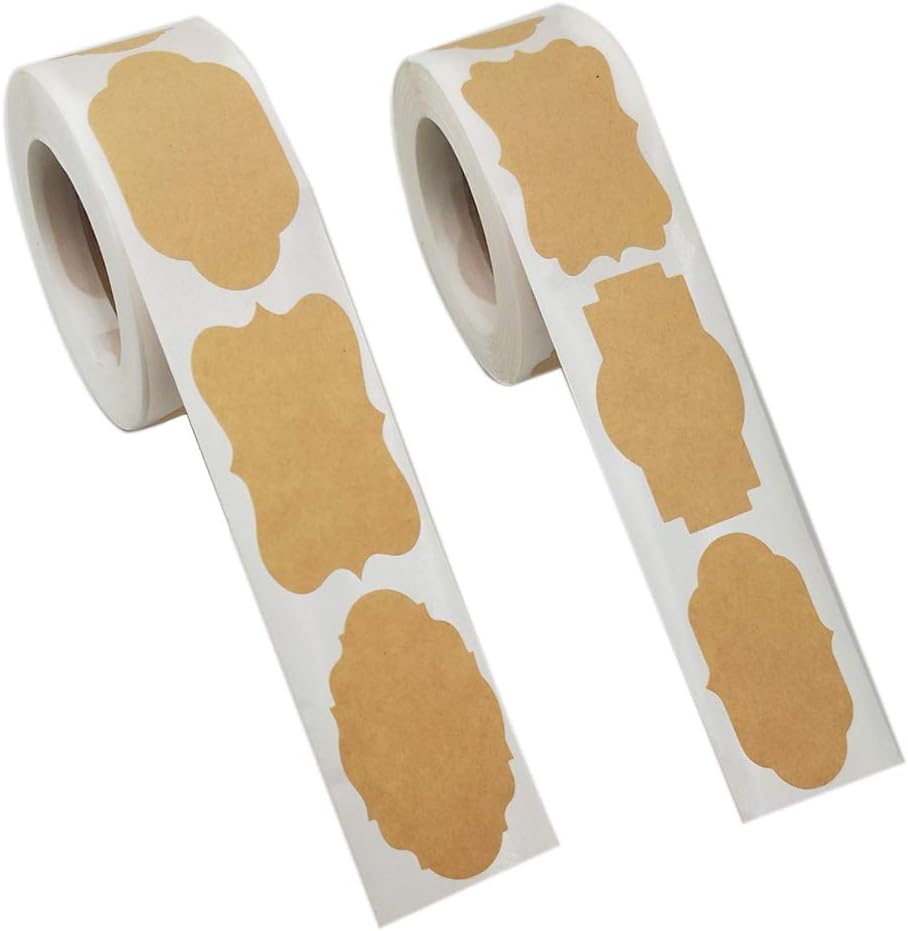 Marmeladenetiketten, 600 Selbstklebende Kraftpapier-aufkleber Selbstklebende, Leere Gefrieretiketten, Formschöne Weihnachtsetiketten Aus Kraftpapier