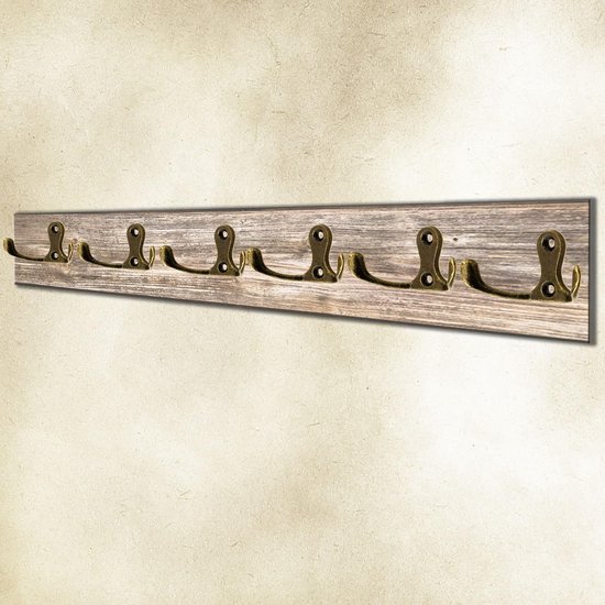 Set Aus 6 Antiken Doppelhaken, Kleiderbügeln, Handtuchhaltern, Haken Aus Bronze, Messing Und Eisen, Vintage-landhausstil