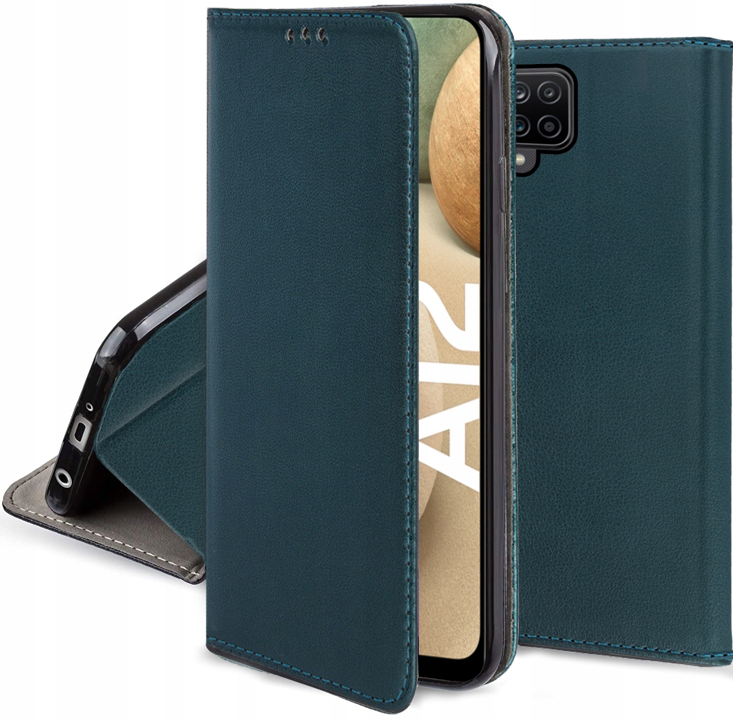 Intelligente Magnetische Hülle Für Samsung Galaxy A12 M12 Grün + Glas