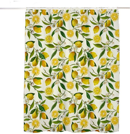 Duschvorhang Schimmelresistenter Duschvorhang Inkl. Ringen Polyester 120 X 180 Cm Gelb Gardenie Und Zitrone